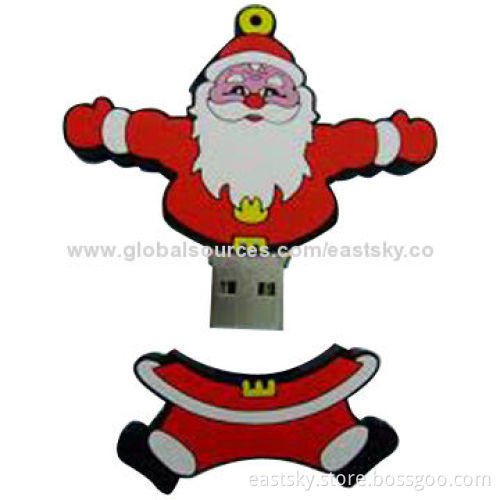 Custom Santa Claus-shaped USB Flash Drive, Made of Soft PVC Material, OEM Orders are Welcome